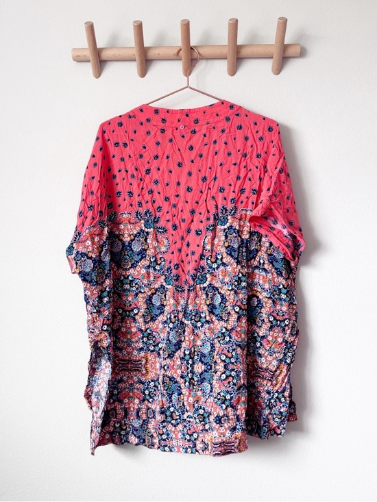 Red Carter Red Boho Tie-Front Tunic with Multicolor Mosaic Print - Picture 10 of 13